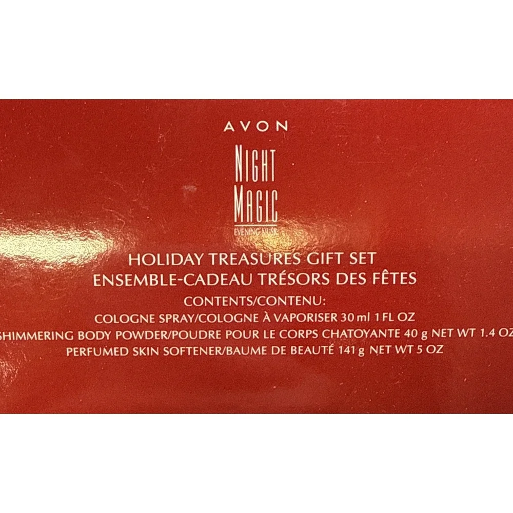 Vintage Avon Night Magic Evening Musk Gift Set Cologne Powder & Skin Softner